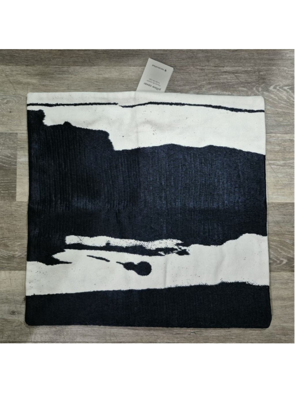 West Elm Navy & White Abstract ink Pillow Cover 20x20 - Picture 2 of 6